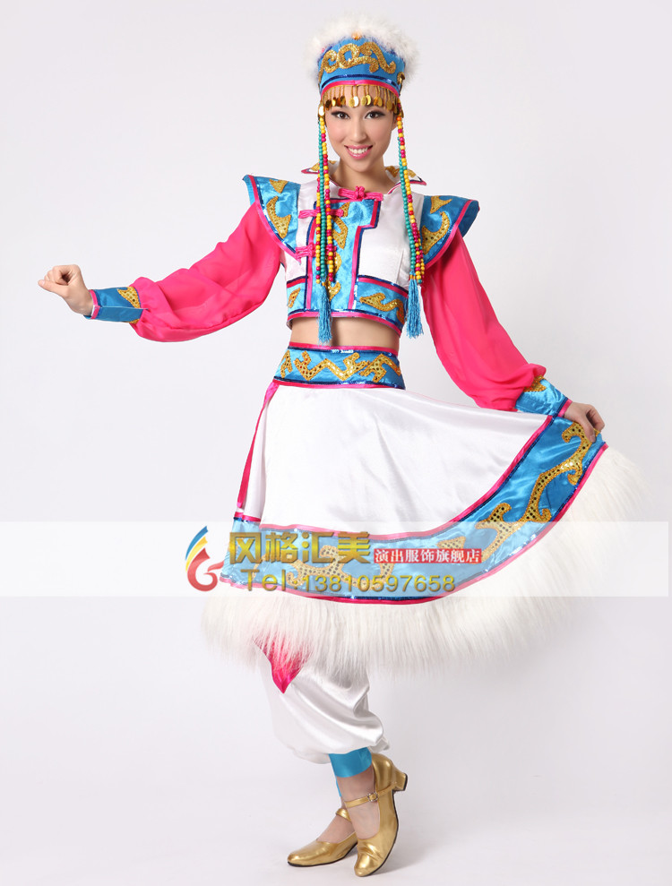 白色蒙古舞蹈服装设计