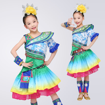 校园舞蹈演出服装儿童民族舞蹈表演服装小学生苗族舞蹈演出服装定制