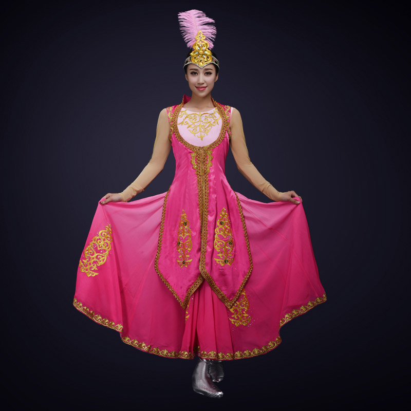 新疆演出服装舞蹈表演服装定制女款民族舞蹈长裙演出服装定制