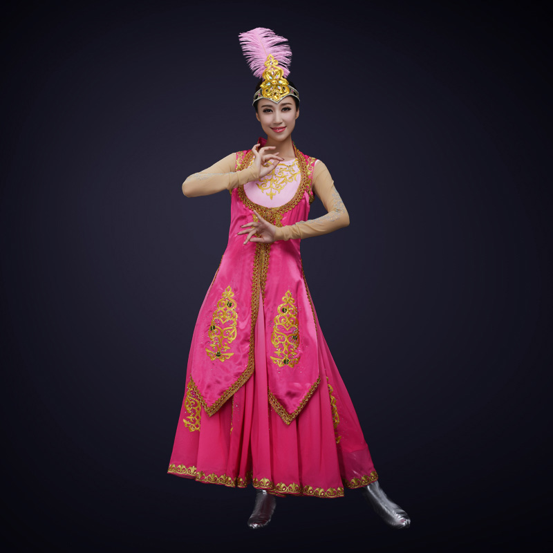 2018新疆舞蹈演出服装女款长裙舞台表演服装定制