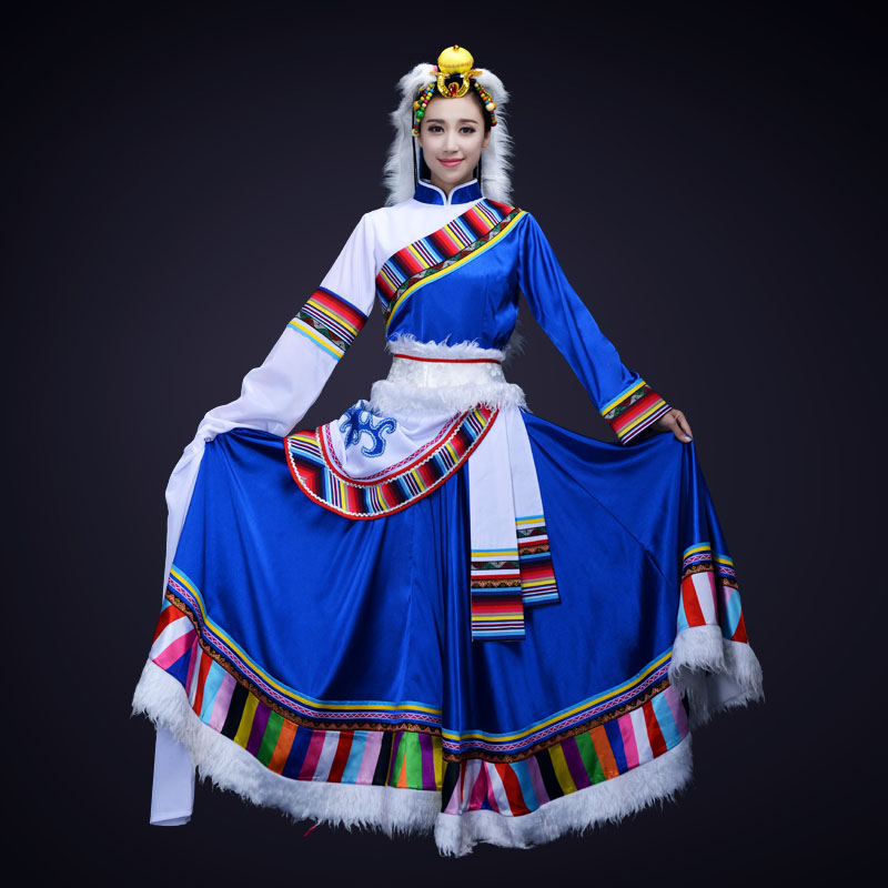 晚会舞台演出服装民族舞蹈服装定制藏族女款民族风格舞蹈演出服装定制