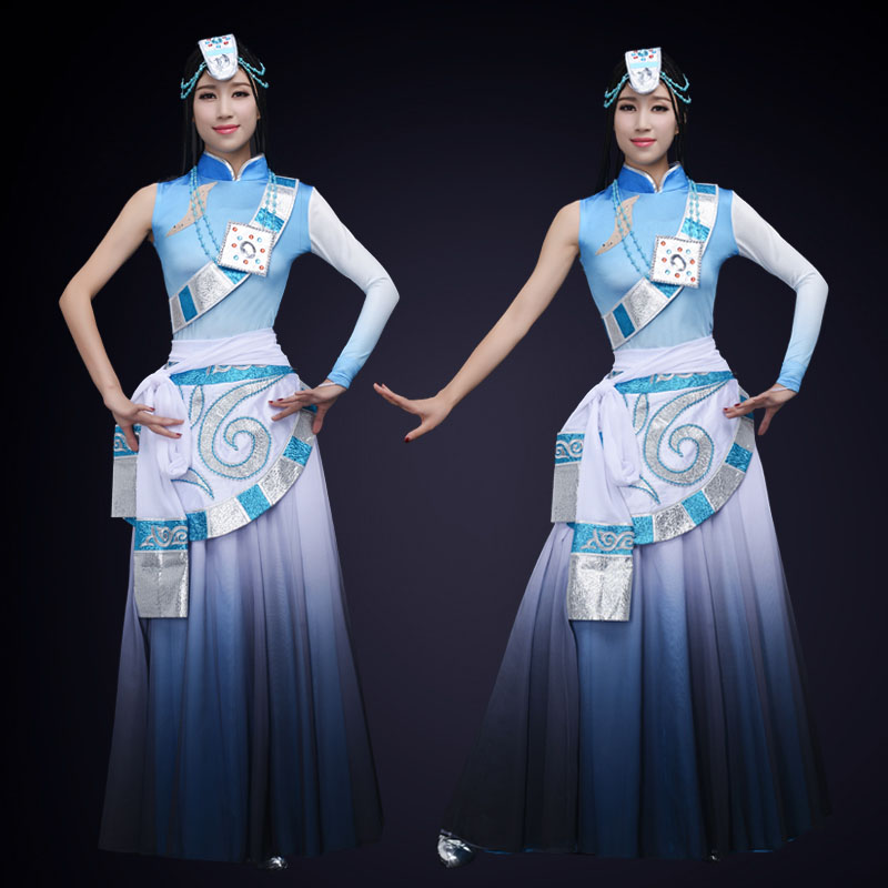 新款藏族舞蹈演出服装晚会女舞团演出服装定制