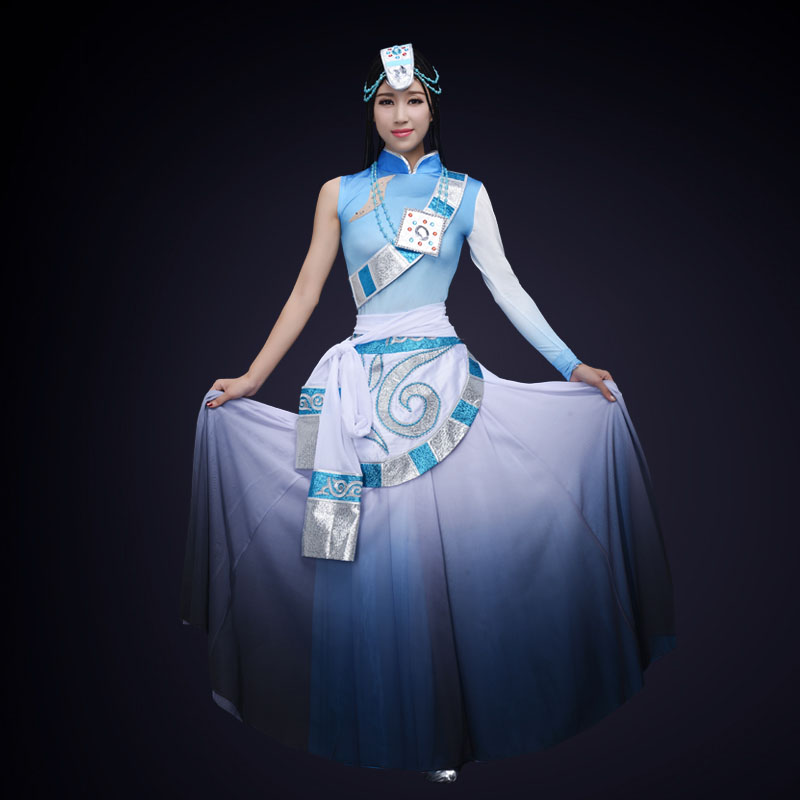 民族舞蹈演出服装西藏舞台服装女款舞蹈服装定制