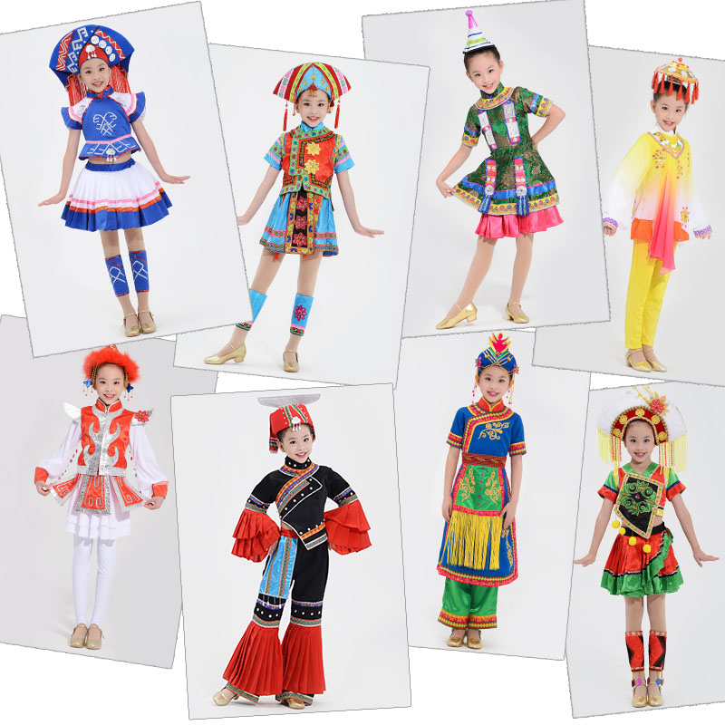 舞台儿童民族演出服装大型舞台演出服装设计与定制款式