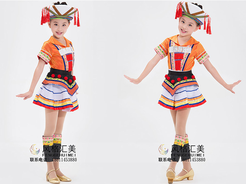 民族舞蹈服装,儿童演出服,儿童舞台服装
