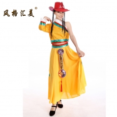 风格汇美 藏族女演出服 康定情歌舞蹈服 少数民族风情表演服装