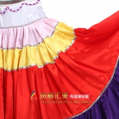 新款紫色彝族舞蹈大摆裙 开场舞演出服装 舞台大舞裙服装