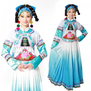风格汇美 少数民族演出服装 彝族演出舞台服装 天蓝演出服装