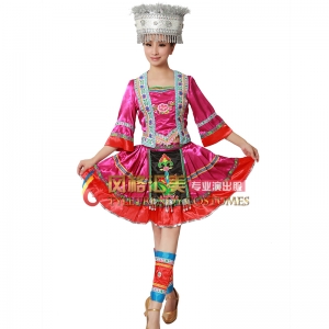 苗族舞蹈服演出服 少数民族舞蹈 民族舞台表演服装定制