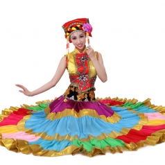 出售新款彝族演出舞蹈服装 彝族演出服 少数民族演出服装女款
