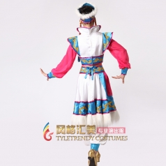 北京出售蒙古族舞蹈演出服装 白色短款表演演出服 舞台装