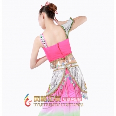 风格汇美 傣族舞蹈演出服 少数民族表演服装 渐变亮片舞台表演服