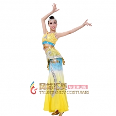 风格汇美 傣族舞蹈服装 少数民族舞台装 包臀长裙舞蹈服定制