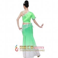 开场舞蹈服装演出服 北京新款绿色傣族孔雀舞蹈服装 民族服装