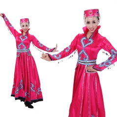 风格汇美 蒙古族舞台演出服 少数民族舞蹈服 枚红色舞台套装