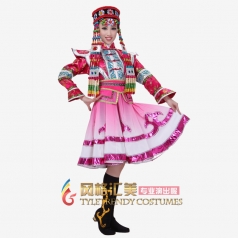 风格汇美 蒙古族演出服装 舞蹈服装枚红色短款演出服 舞台服装