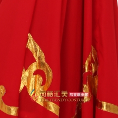风格汇美 蒙古族演出服装 舞蹈服装红色大摆演出服 舞台服装