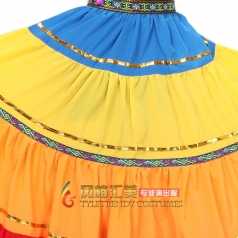 彝族大摆裙 出售黑色民族舞蹈演出服 开场舞裙火把节服装定做