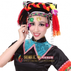 彝族舞蹈大摆裙 出售民族舞蹈演出服装 开场大摆裙火把节服装