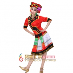 民族舞蹈服装 彝族舞蹈演出服 少数民族舞蹈服 新款定制