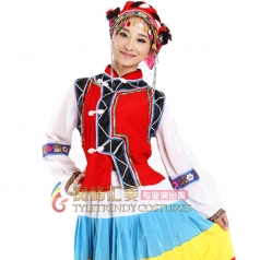 风格汇美 大凉山彝族舞蹈服 女士少数民族小摆裙 舞台演出服装