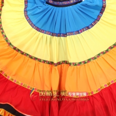 彝族舞蹈大摆裙 出售民族舞蹈演出服装 开场大摆裙火把节服装