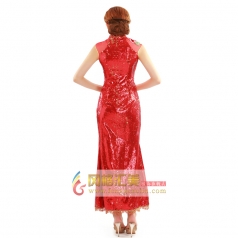 新款复古结婚纱红色刺绣旗袍裙 秋装时尚长款修身礼服 新娘敬酒服
