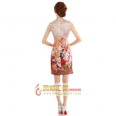 秋装 时尚改良新款短款淑女日常旗袍 女士复古短裙中式礼服