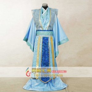 男士古代服装 天蓝色古装 大臣服装定制