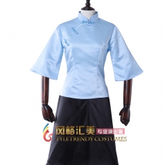 蓝色五四青年装学生装 女士年代学士服舞台演出服 可定制