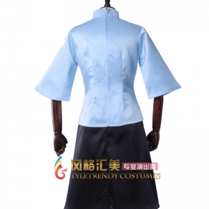 蓝色五四青年装学生装 女士年代学士服舞台演出服 可定制