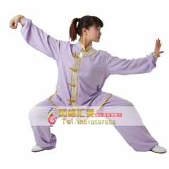 棉加丝女款偏襟吸汗免熨烫中老年晨练服太极服 紫红