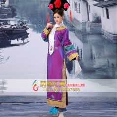 古代格格演出服  清朝紫色公主格格服装  舞台古装演出服