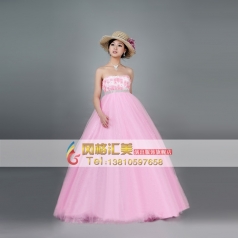 粉色抹胸蓬蓬裙礼服 舞台演出服装