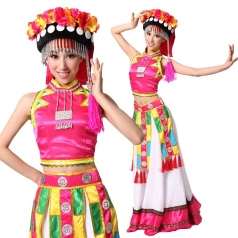 可新款彝族舞台演出服装 女士彝族民族舞蹈服装 风格汇美