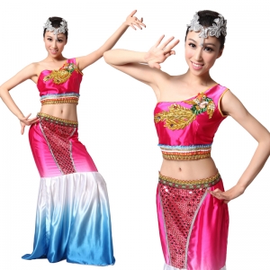 傣族舞蹈服装 民族舞蹈演出服定做