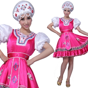 订做风格汇美 俄罗斯舞台演出服 表演服装舞蹈服 粉色舞台套装