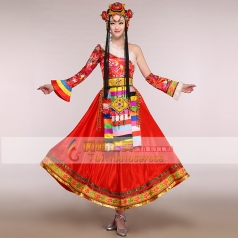 藏服 藏族舞蹈演出服女 民族服装 开场裙 蒙古裙 蒙族服装