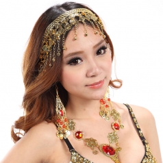 肚皮舞套装镶钻金色发卡 女士印度舞拉丁舞用饰品 舞蹈演出饰品