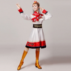 蒙古舞蹈演出服装 短款舞蹈裙演出服装 舞蹈服装女表演服饰