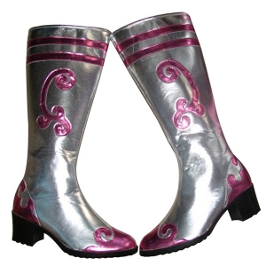 民族银色舞蹈靴 蒙古藏族靴 新疆舞靴 高筒靴 藏族手工靴