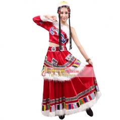 风格汇美新款藏族舞蹈演出服女成人水袖演出服装藏服民族服装