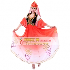 女士满千包邮新疆舞蹈演出服 维吾尔族表演服 民族舞蹈服装