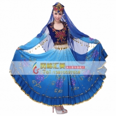 风格汇美 女士包邮新疆舞蹈演出服 维吾尔族表演服 民族舞蹈服装