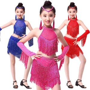 儿童拉丁舞流苏服装 交谊舞服装 舞蹈服装 国标舞舞蹈服装
