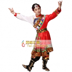 西藏舞蹈演出服 藏族民族舞台演出服 少数民族表演服装