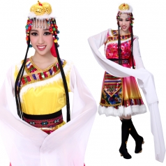 民族舞蹈服水袖 藏族舞蹈演出服装 水袖服装女表演服饰可定制