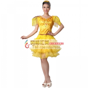 风格汇美 现代舞演出服装 舞台服装 舞蹈服装 黄色现代舞服装