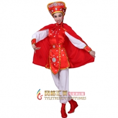 北京古典舞蹈演出服 女武士舞台表演服装 红色武士演出服定制