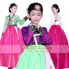 新款韩服演出服装儿童朝鲜舞蹈服装女童古代朝鲜族改良表演服装